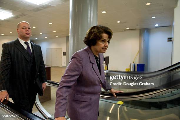 Dianne Feinstein, D-CA., heads to the luncheons in the U.S. Capitol through the Senate subway on December 22, 2009.