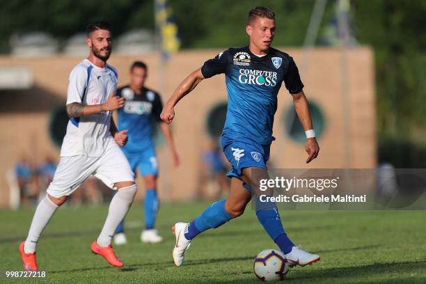 Ismael Bennacer of Empoli FC in action during the pre-season frienldy match between Empoli FC and ASD Lampo 1919 on July 14, 2018 in Lamporecchio,...