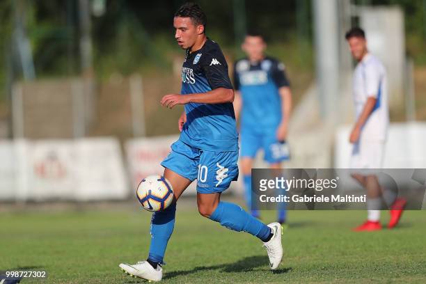 Ismael Bennacer of Empoli FC in action during the pre-season frienldy match between Empoli FC and ASD Lampo 1919 on July 14, 2018 in Lamporecchio,...