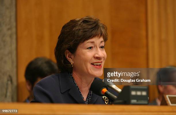 Chairman Susan Collins, R-MA., during the full committee hearing in the Senate Governmental Affairs Committee on the Tom Ridge nomination to be...