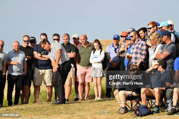 Robert Rock fo England plays out of the rough on hole twelve during day three of the Aberdeen Standard Investments Scottish Open at Gullane Golf...