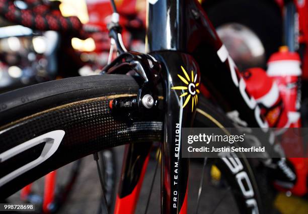 Start / Christophe Laporte of France and Team Cofidis / Brake / Kuota Bike / Detail View / during the 105th Tour de France 2018, Stage 8 a 181km...