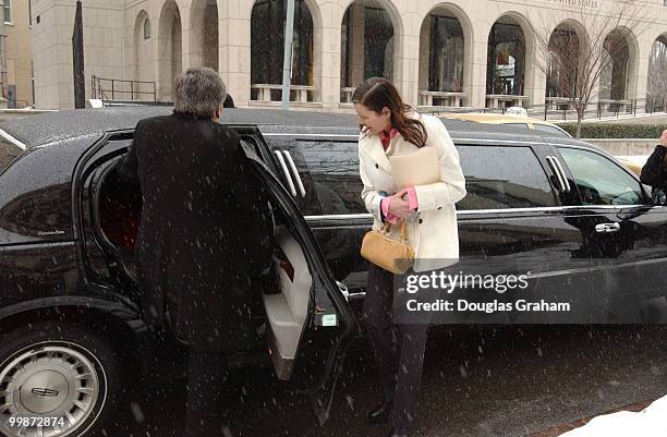 Geena Davis Oscar-winning actress leaves the Dirksen Senate Office Building in Washington D.C. After the news conference to urge protection of...