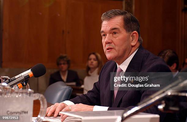 Tom Ridge during the full committee hearing in the Senate Governmental Affairs Committee on his nomination to be secretary of the Homeland Security...