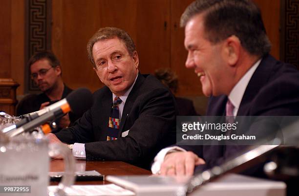 Arlen Specter, R-PA., introduces Tom Ridge during the full committee hearing in the Senate Governmental Affairs Committee on his nomination to be...