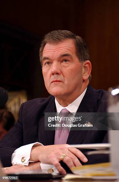 Tom Ridge during the full committee hearing in the Senate Governmental Affairs Committee on his nomination to be secretary of the Homeland Security...