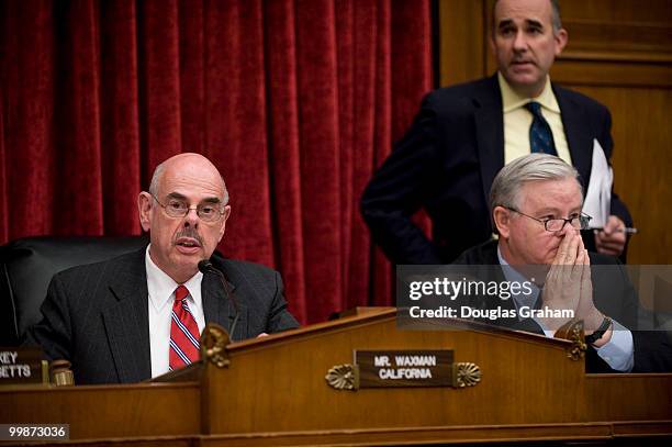 Chairman Henry Waxman, D-CA., and ranking member Joe Barton, R-TX., during the House Energy and Commerce Committee Climate and Energy Strategy full...
