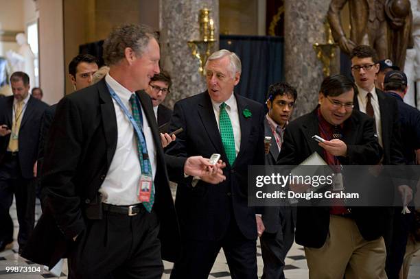 Majority Leader Steny Hoyer, D-MD., talks with reporters as he makes his way through Statuary Hall to the Speakers office in the U.S. Capirol. March...