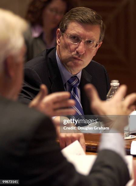 Kent Conrad listens to Admiral Richard Mies, during a summit to discuss the future of the nation's nuclear missile force. The daylong meeting will...