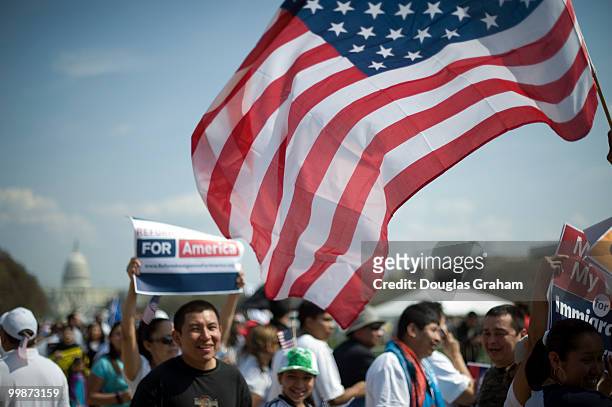 Crowds where estimated at or vary near 100,000 people on the National Mall to march for immigration reform at the same time the House health care...