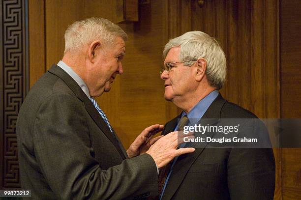 John Murtha, D-Pa.; and former House Speaker Newt Gingrich, R-Ga. Talk before the start of the full committee hearing on "Iraq: Alternative Plans...