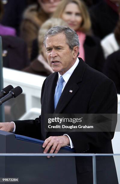 President George W. Bush was sworn into a second term at the 55th Presidential Inauguration.