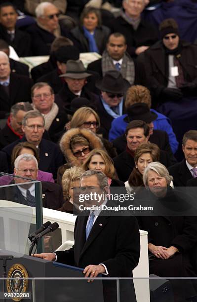 President George W. Bush was sworn into a second term at the 55th Presidential Inauguration.