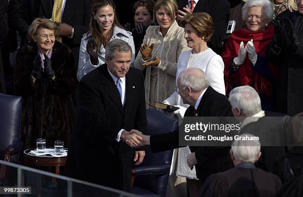 President George W. Bush and Vice President Dick Cheney were sworn into a second term at the 55th Presidential Inauguration.
