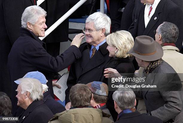 Former President Bill Clinton and Former Speaker of the House Newt Gingrich talk after the 55th Presidential Inauguration. President George W. Bush...