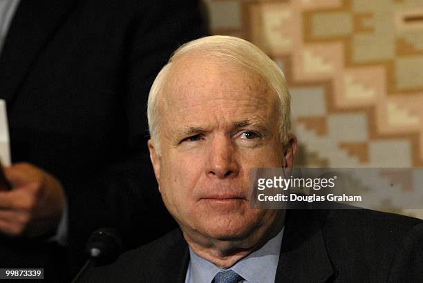 Chairman John McCain, R-AZ., during the Indian Lobbying Misconduct Investigation Full committee markup of the report on the Indian Lobbying...