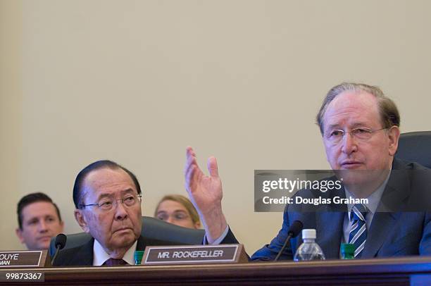 Chairman Daniel Inouye, D-HI., and John D. Rockefeller, D-WV., during the Senate Commerce, Science and Transportation Committee Child Internet...