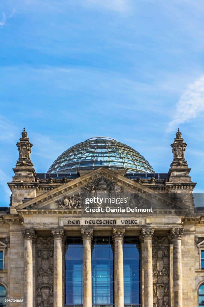 Facade of Bundestag, Reichstag, Regierungsviertel, Berlin, Germany