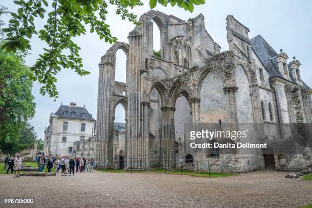ruins of abbey of st. wandrille, saint-wandrille-rancon, normandy, france - circa 7th century stock pictures, royalty-free photos & images