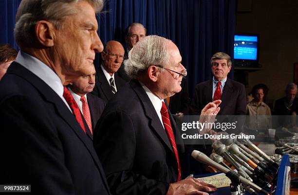 John Warner, R-Va., chairman, Armed Services Committee, Carl Levin, D-Mich., Pat Roberts, R-KS., John D. Rockefeller, D-WV., Mark Dayton, D-MN., and...