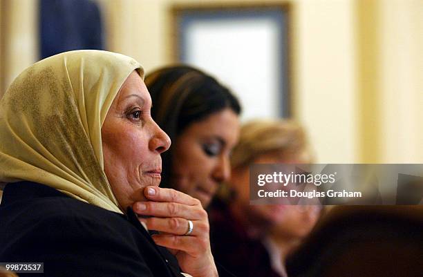 Sabria and Esra Naama talk with the media in the House Rules Committee meeting room in the U.S. Capitol about their personal storys of suffering...