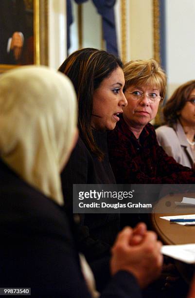 Sabria and Esra Naama talk with the media in the House Rules Committee meeting room in the U.S. Capitol about their personal storys of suffering...