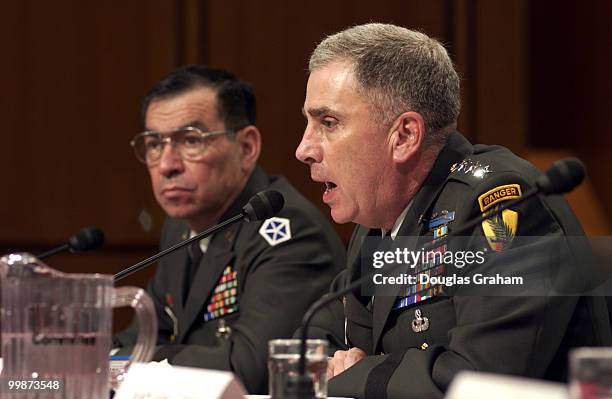 Gen. Ricardo Sanchez, commander, Multi-National Force-Iraq and Gen. John Abizaid, commander, U.S. Central Command during the full committee hearing...