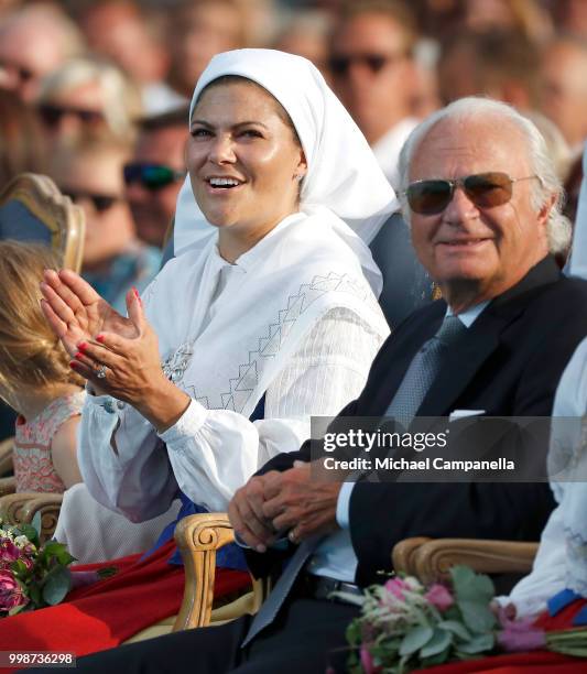 Crown Princess Victoria of Sweden and King Carl Gustaf of Sweden during the occasion of The Crown Princess Victoria of Sweden's 41st birthday...