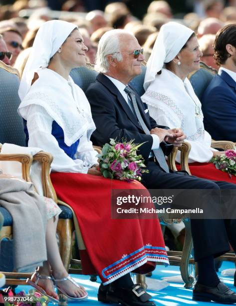 Crown Princess Victoria of Sweden, King Carl Gustaf of Sweden and Queen Silvia of Sweden during the occasion of The Crown Princess Victoria of...
