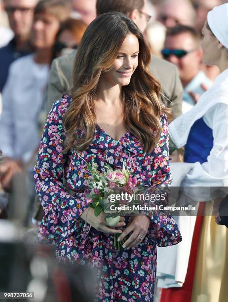 Princess Sofia of Sweden during the occasion of The Crown Princess Victoria of Sweden's 41st birthday celebrations at Borgholm Sports Arena on July...