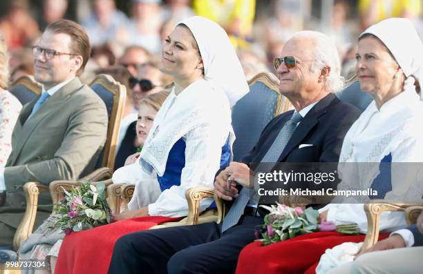 Prince Daniel of Sweden, Princess Estelle of Sweden, Crown Princess Victoria of Sweden, King Carl Gustaf of Sweden and Queen Silvia of Sweden during...