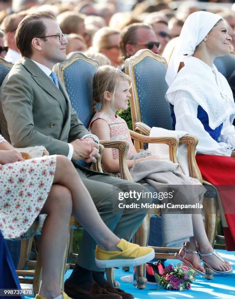 Prince Daniel of Sweden and Princess Estelle of Sweden during the occasion of The Crown Princess Victoria of Sweden's 41st birthday celebrations at...