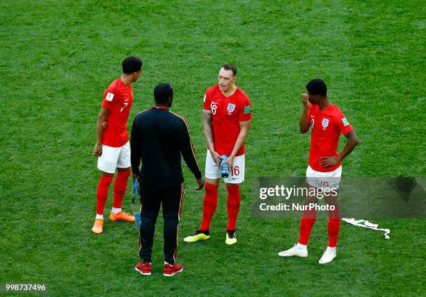 England v Belgium - Play off for third place final FIFA World Cup Russia 2018 Jesse Lingard, Phil Jones, Marcus Rashford of England with the...