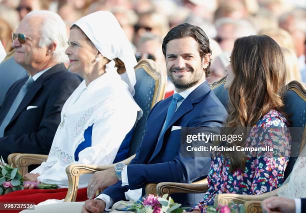 Queen Silvia of Sweden, Prince Carl Philip of Sweden and Princess Sofia of Sweden during the occasion of The Crown Princess Victoria of Sweden's 41st...