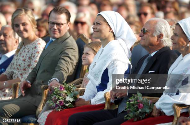 Prince Daniel of Sweden, Princess Estelle of Sweden, Crown Princess Victoria of Sweden, King Carl Gustaf of Sweden and Queen Silvia of Sweden during...