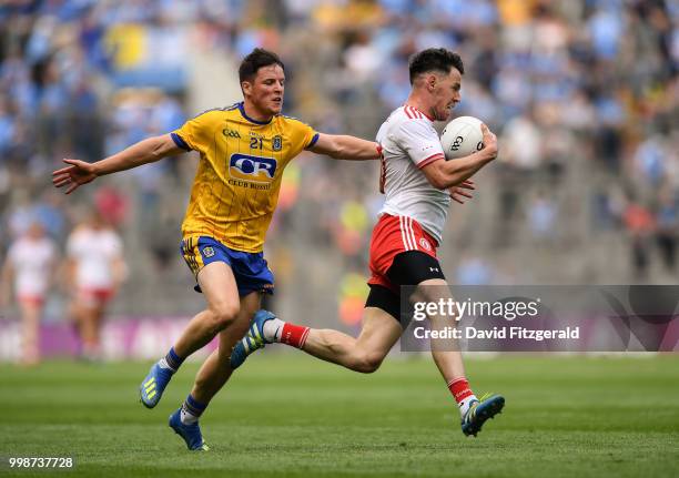 Dublin , Ireland - 14 July 2018; Matthew Donnelly of Tyrone against Gary Patterson of Roscommon during the GAA Football All-Ireland Senior...