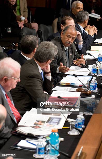 James Sensenbrenner, R-WI., Tom Coburn, R-OK., Russ Feingold, D-WI., and John Conyers, D-MI., during the start of the Senate Committee on the...