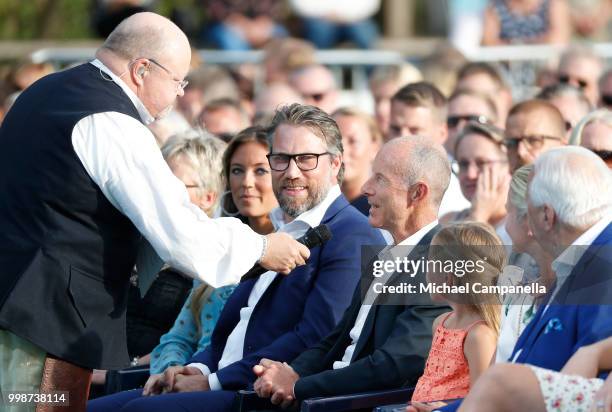 Peter Forsberg and Ingemar Stenmark during the occasion of The Crown Princess Victoria of Sweden's 41st birthday celebrations at Borgholm Sports...