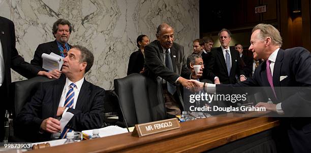 Russ Feingold, D-WI., John Conyers, D-MI., and David Dreier, R-Ca., before the start of the Senate Committee on the Judiciary, Subcommittee on the...