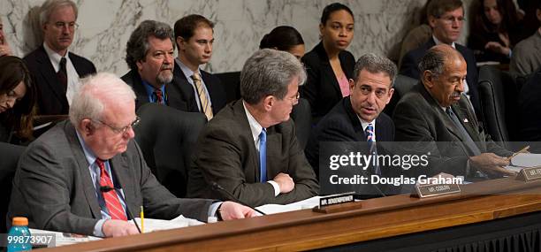 James Sensenbrenner, R-WI., Tom Coburn, R-OK., Russ Feingold, D-WI., and John Conyers, D-MI., during the start of the Senate Committee on the...