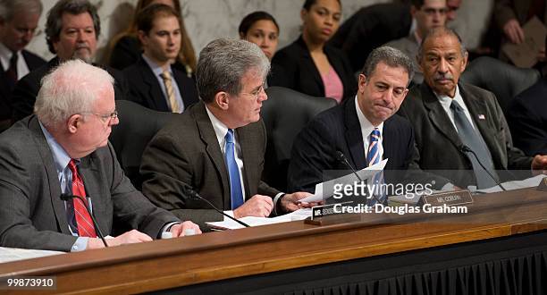 James Sensenbrenner, R-WI., Tom Coburn, R-OK., Russ Feingold, D-WI., and John Conyers, D-MI., during the start of the Senate Committee on the...