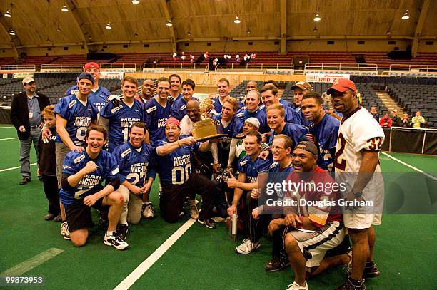 Members of Congress vs. The Capitol Hill Police play in the Roll Call Longest Yard Football Classic charity football at the D.C. Armory on Oct. 27,...