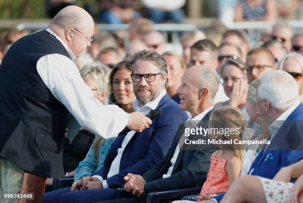 Peter Forsberg and Ingemar Stenmark during the occasion of The Crown Princess Victoria of Sweden's 41st birthday celebrations at Borgholm Sports...