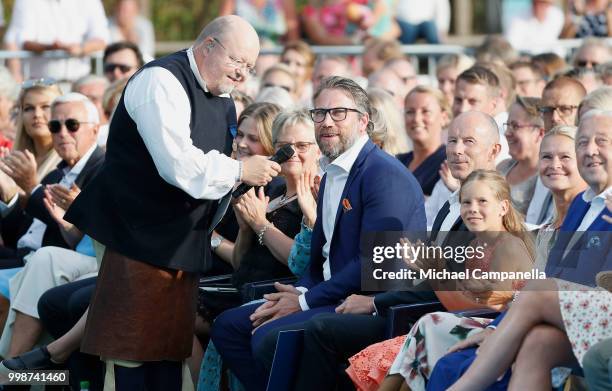 Peter Forsberg and Ingemar Stenmark during the occasion of The Crown Princess Victoria of Sweden's 41st birthday celebrations at Borgholm Sports...