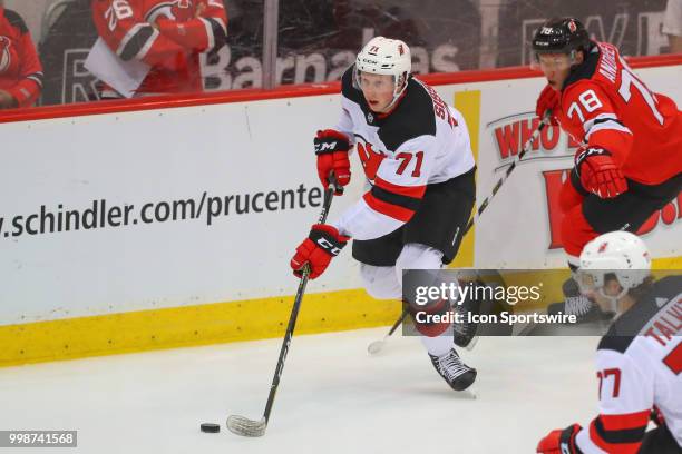 New Jersey Devils defenseman Colby Sissons skates during the New Jersey Devils Development Camp on July 14, 2018 at the Prudential Center in Newark,...