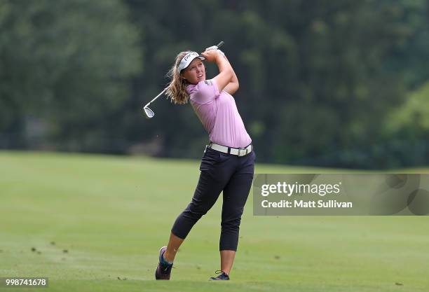 Brooke Henderson of Canada watches her second shot on the fifth hole during the third round of the Marathon Classic Presented By Owens Corning And...