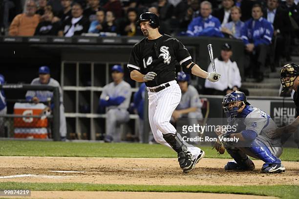 Paul Konerko of the Chicago White Sox bats against the Kansas City Royals on May 03, 2010 at U.S. Cellular Field in Chicago, Illinois. The White Sox...