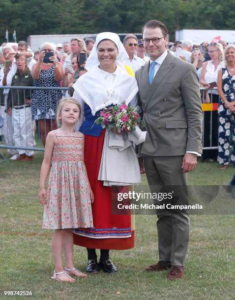 Princess Estelle of Sweden, Crown Princess Victoria of Sweden and Prince Daniel of Sweden during the occasion of the Crown Princess Victoria of...