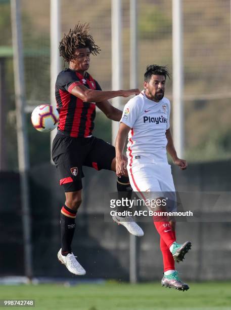 Nathan Ake of Bournemouth during AFC Bournemouth v Sevilla, pre-season friendly, at La Manga Club Football Centre on July 14, 2018 in Murcia, Spain.