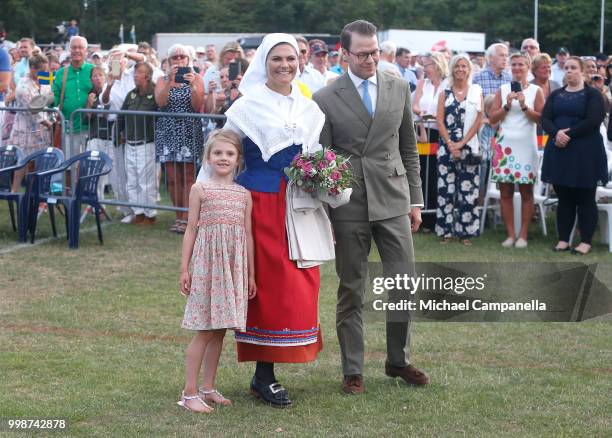 Princess Estelle of Sweden, Crown Princess Victoria of Sweden and Prince Daniel of Sweden during the occasion of the Crown Princess Victoria of...